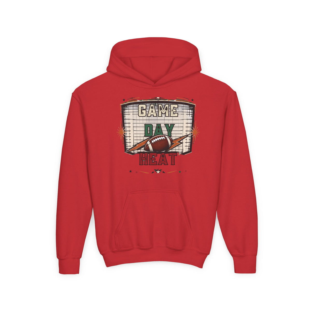 Youth Hoodie - "Game Day Heat" Football Personalized Back Name & Number