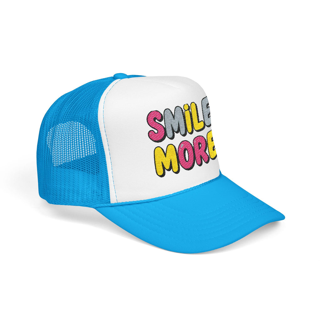 Smile More Foam Trucker Hat — Colorful Cheerful Graphic Cap