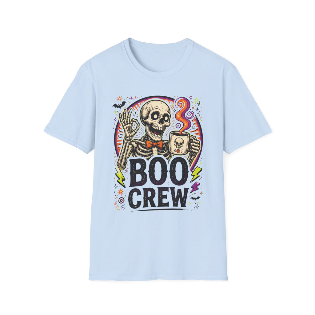 Boo Crew Skeleton T-Shirt — Halloween Skull Coffee Tee