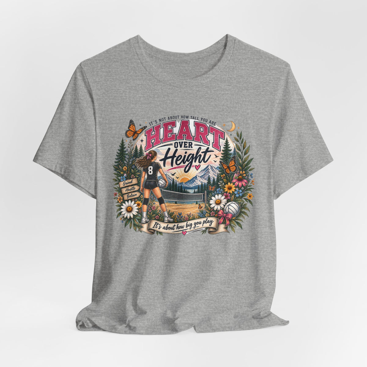 Heart Over Height Soccer T‑Shirt — Inspirational Women’s Soccer Tee