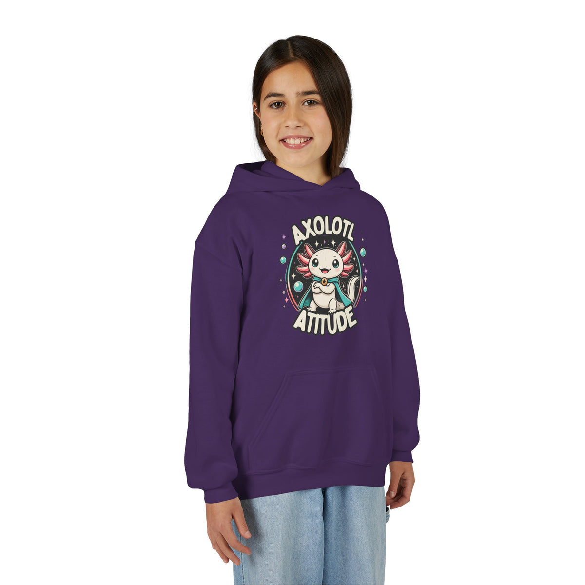 Axolotl Attitude Youth Hoodie — Cute Axolotl Kids Pullover