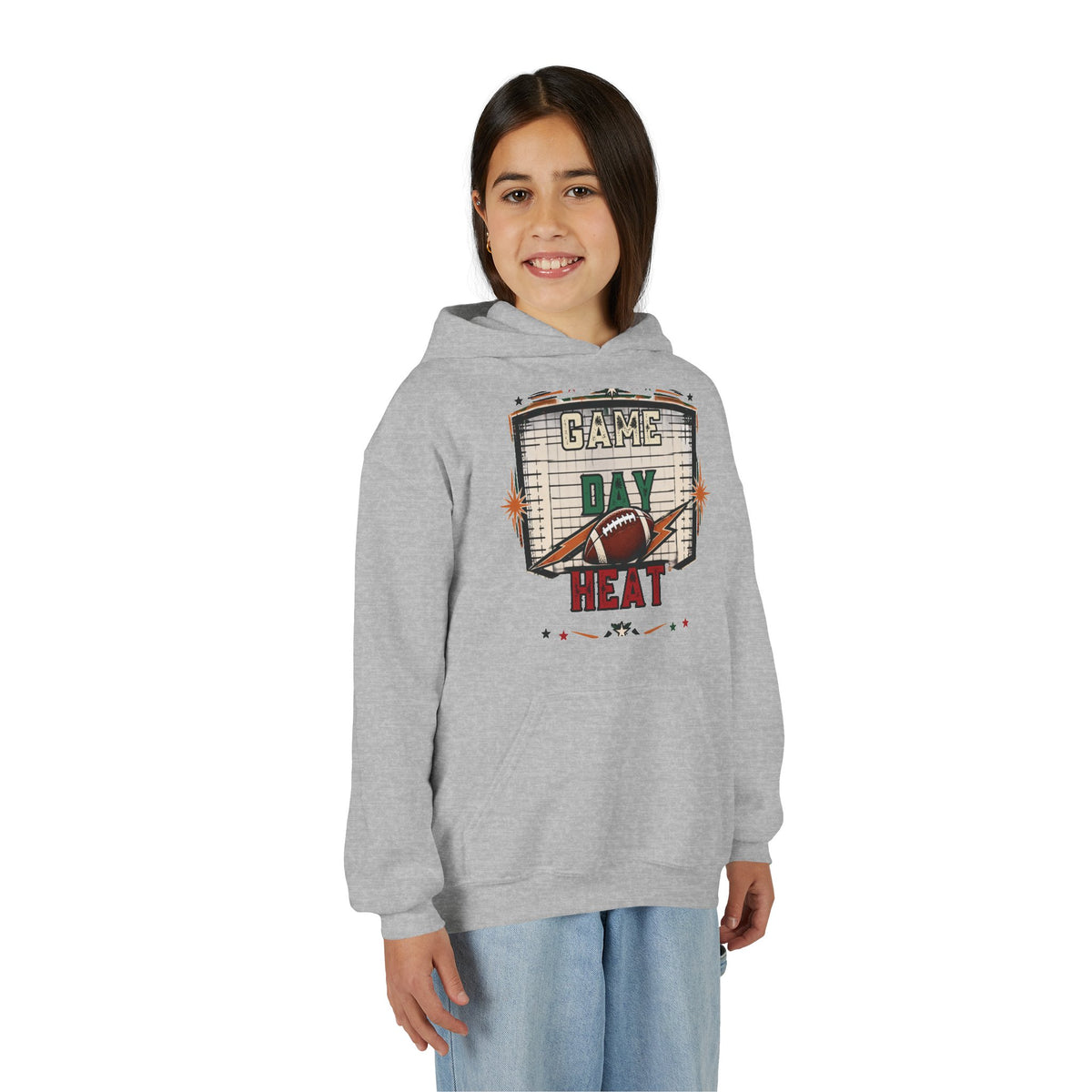 Youth Hoodie - "Game Day Heat" Football Personalized Back Name & Number