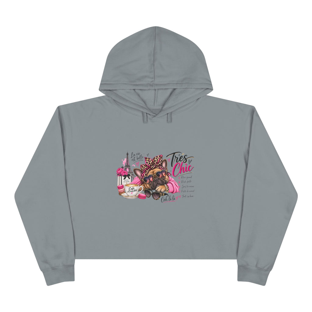 Chic Pug Crop Hoodie — "Très Chic" Fashion Dog Graphic