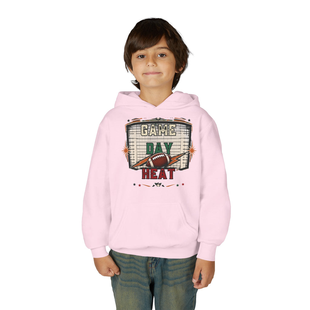 Youth Hoodie - "Game Day Heat" Football Personalized Back Name & Number