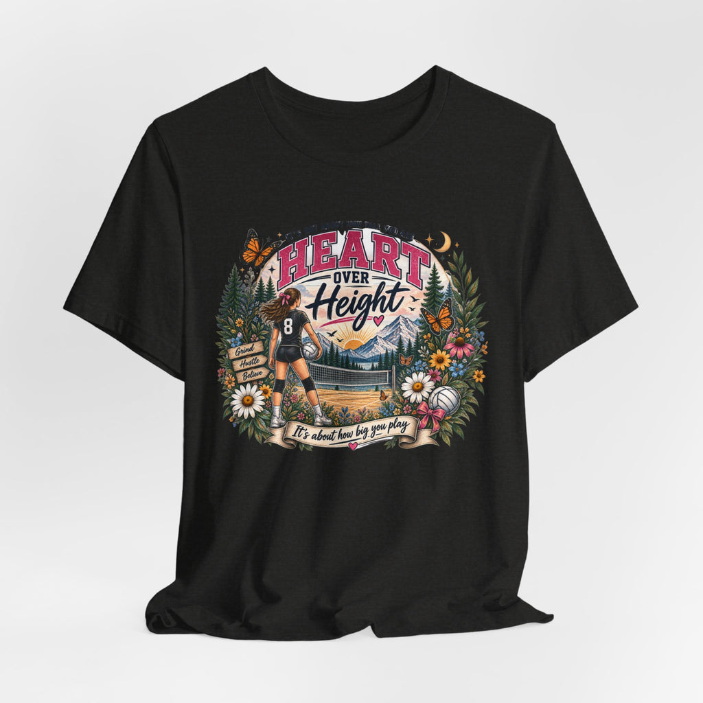 Heart Over Height Soccer T‑Shirt — Inspirational Women’s Soccer Tee