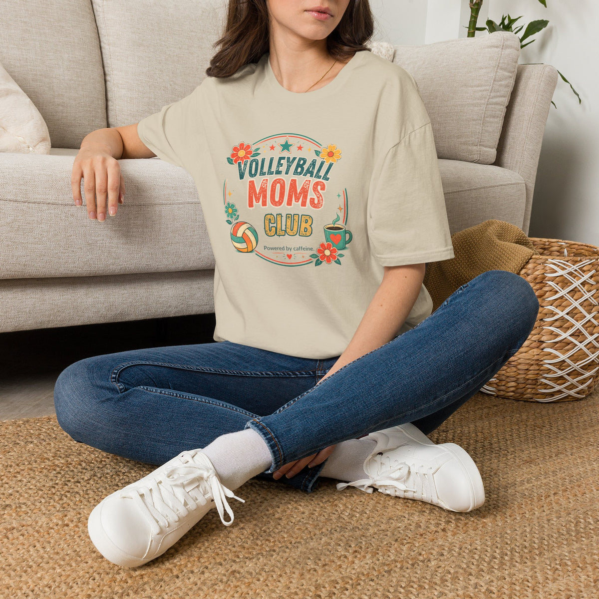Volleyball Mom T-Shirt — Retro Sun & Net Graphic Tee