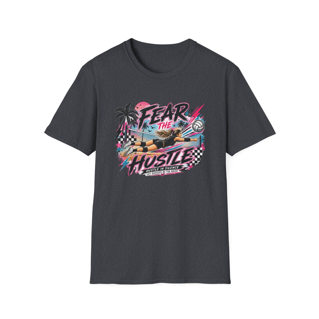 Fear The Hustle Volleyball T-Shirt — Retro Palm Beach Volleyball Tee