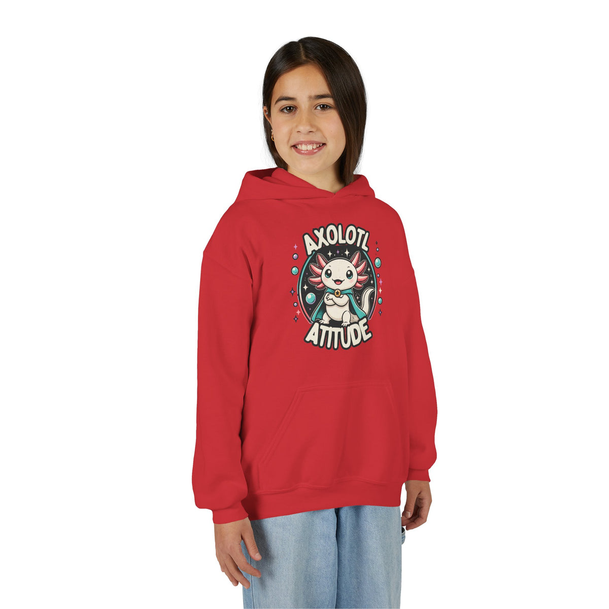 Axolotl Attitude Youth Hoodie — Cute Axolotl Kids Pullover