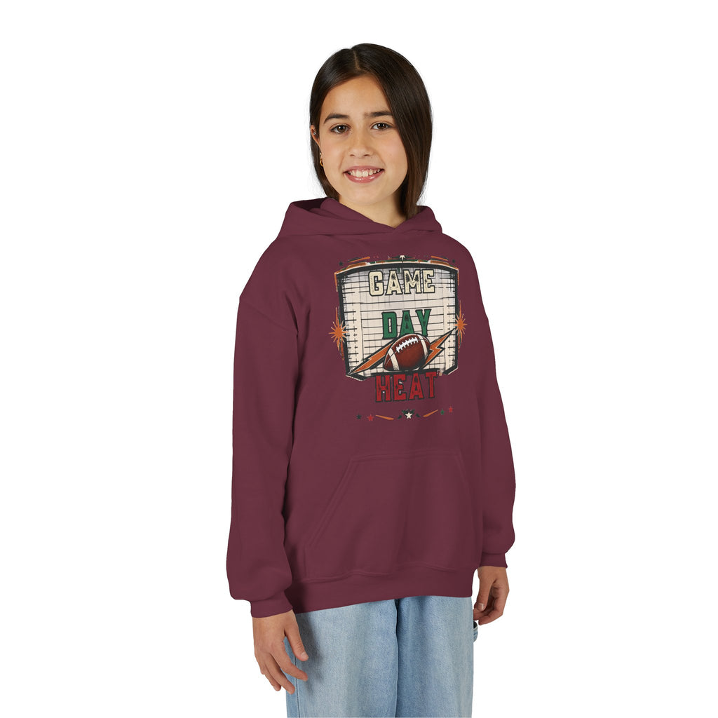 Youth Hoodie - "Game Day Heat" Football Personalized Back Name & Number