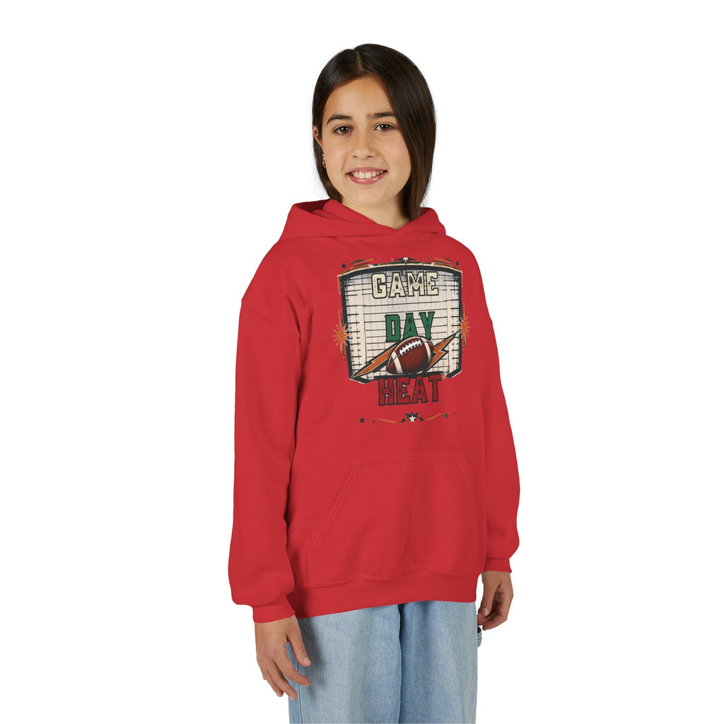 Youth Hoodie - "Game Day Heat" Football Personalized Back Name & Number