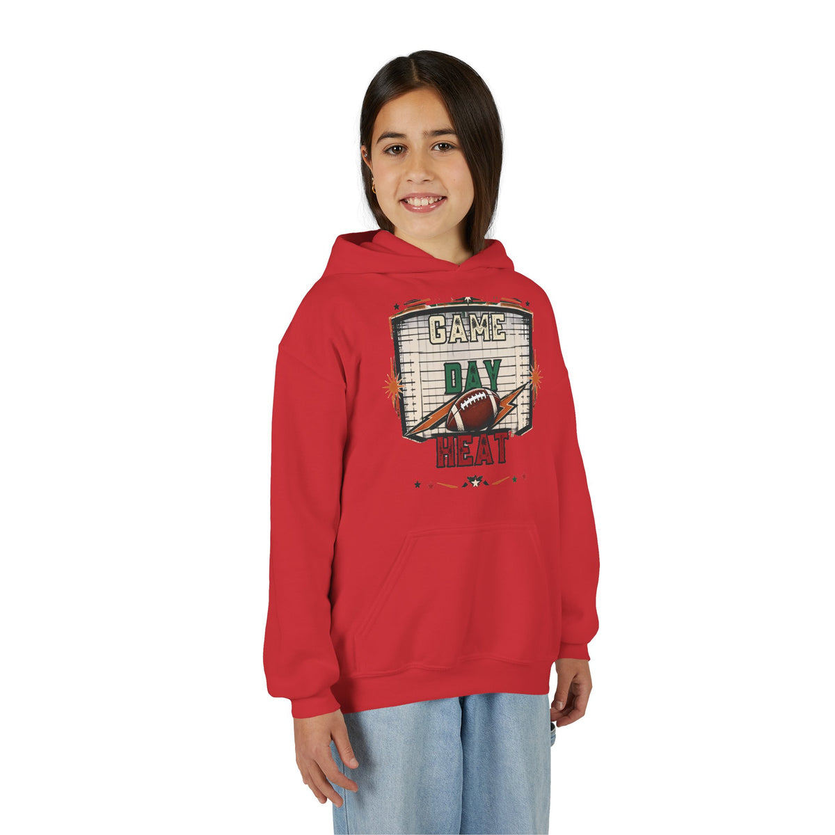 Youth Hoodie - "Game Day Heat" Football Personalized Back Name & Number