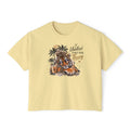 Women's Boxy Tee — 'Untethered I Flourish Thriving' Tiger Palm Graphic Tee