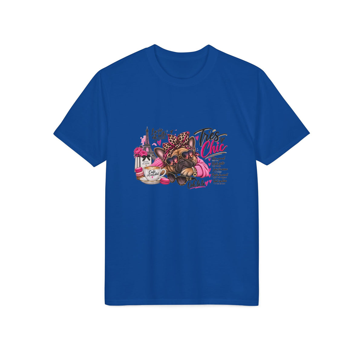 French Bulldog Glam Tee – "Tires Chic" Pink Leopard Spa Design