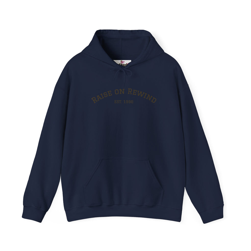 Rewind Retro Hoodie — 'Raise On Rewind' Vintage 90s Electronics Graphic Pullover