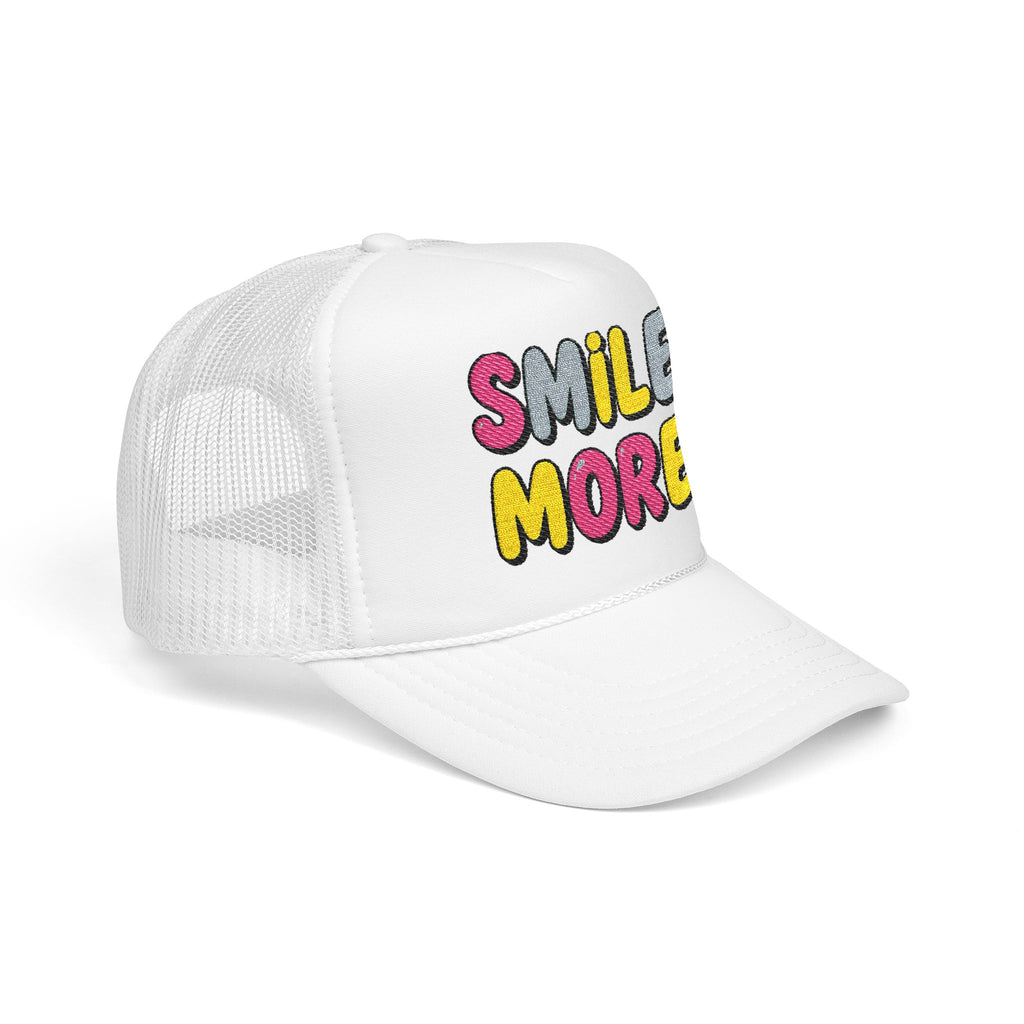 Smile More Foam Trucker Hat — Colorful Cheerful Graphic Cap