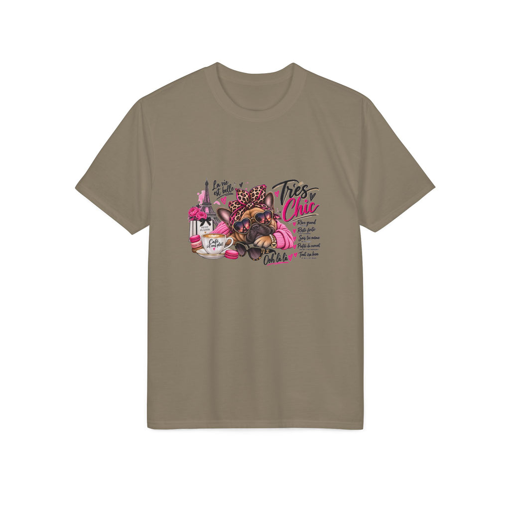 French Bulldog Glam Tee – "Tires Chic" Pink Leopard Spa Design