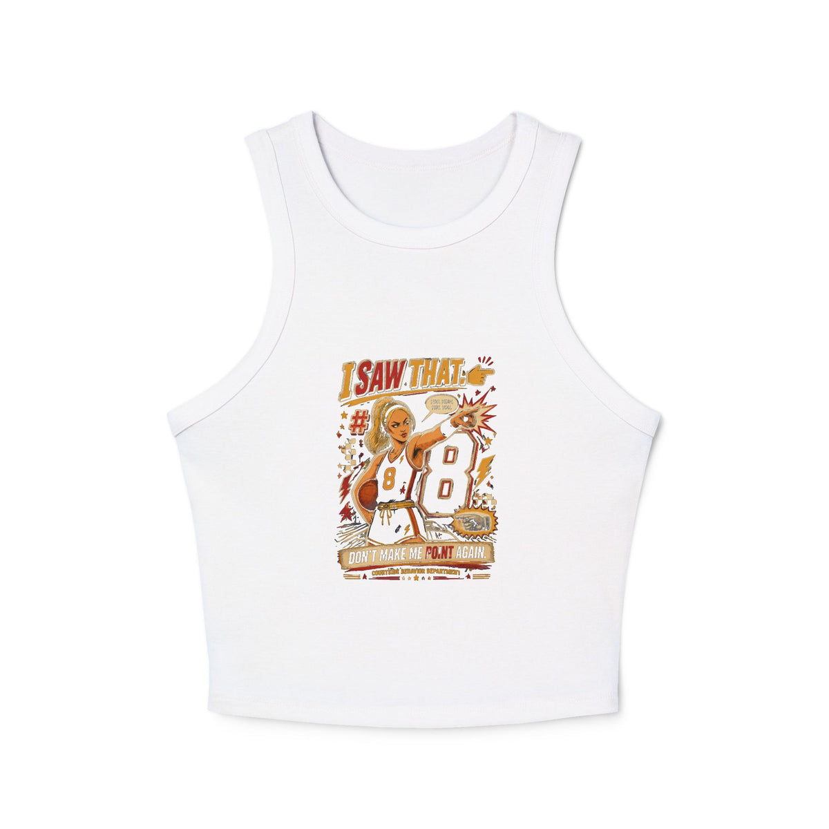 Retro Cheerleader 'I Saw That' Racer Crop Tank Top