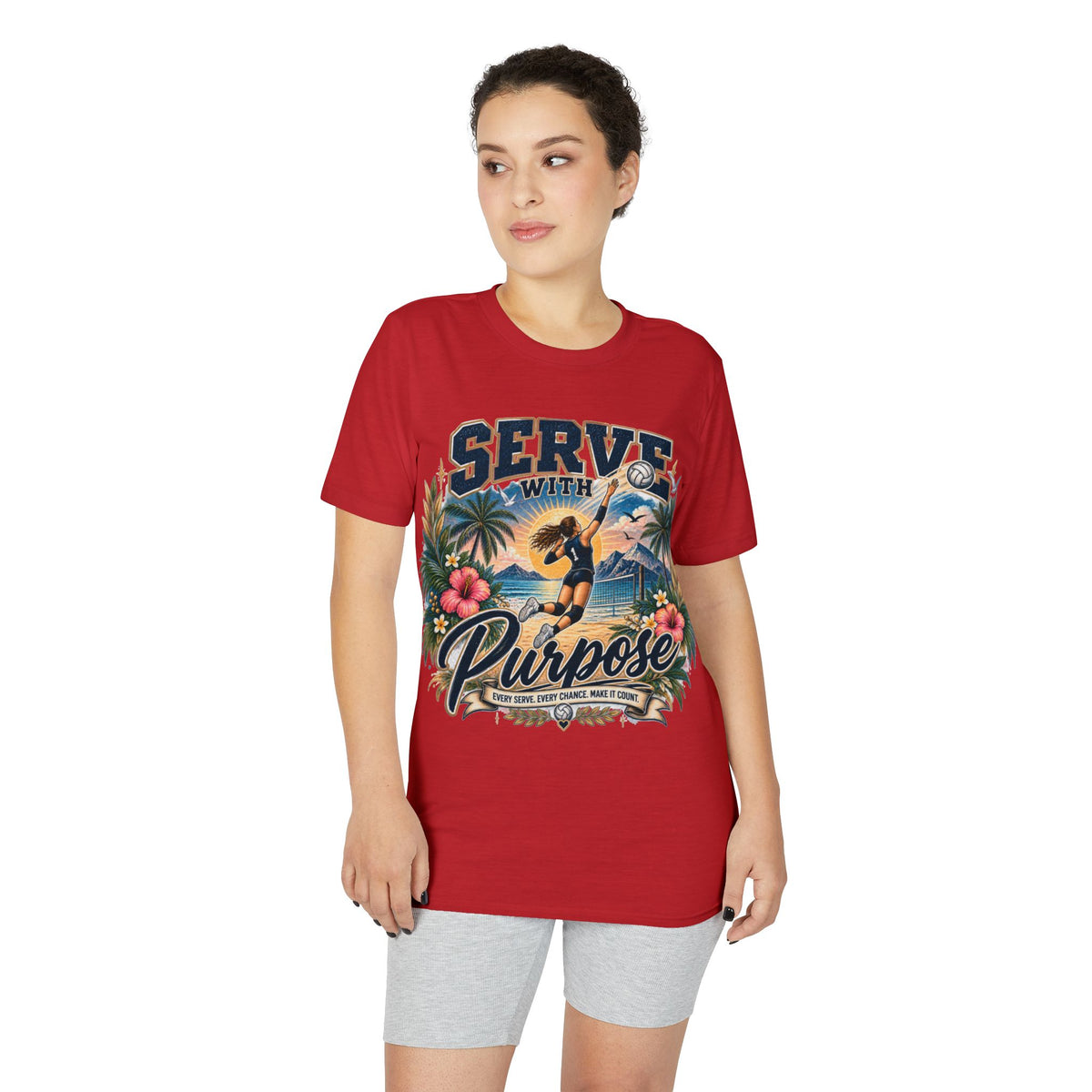 Serve With Purpose Volleyball T-Shirt — Inspirational Beach Vibes Athletic Tee