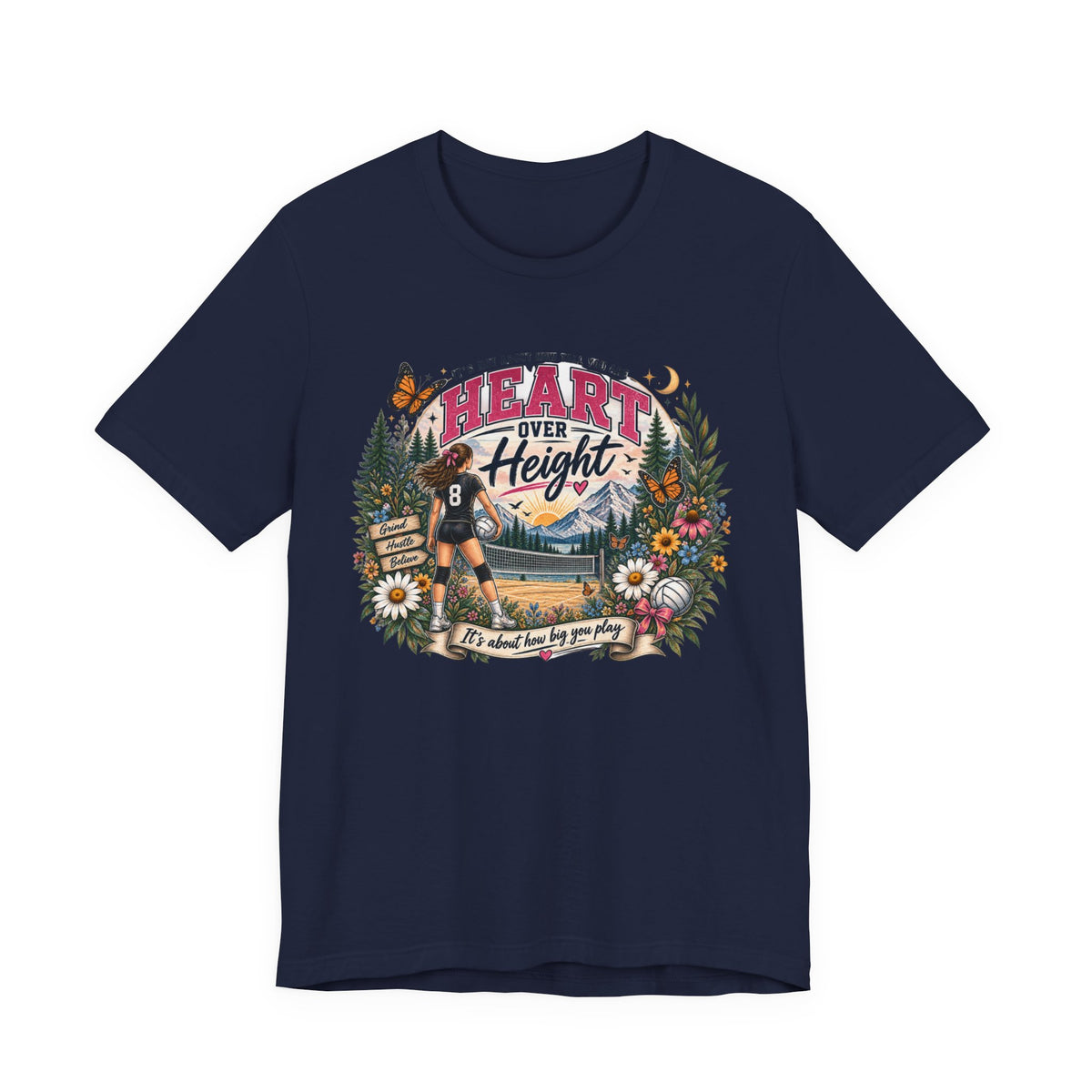Heart Over Height Soccer T‑Shirt — Inspirational Women’s Soccer Tee