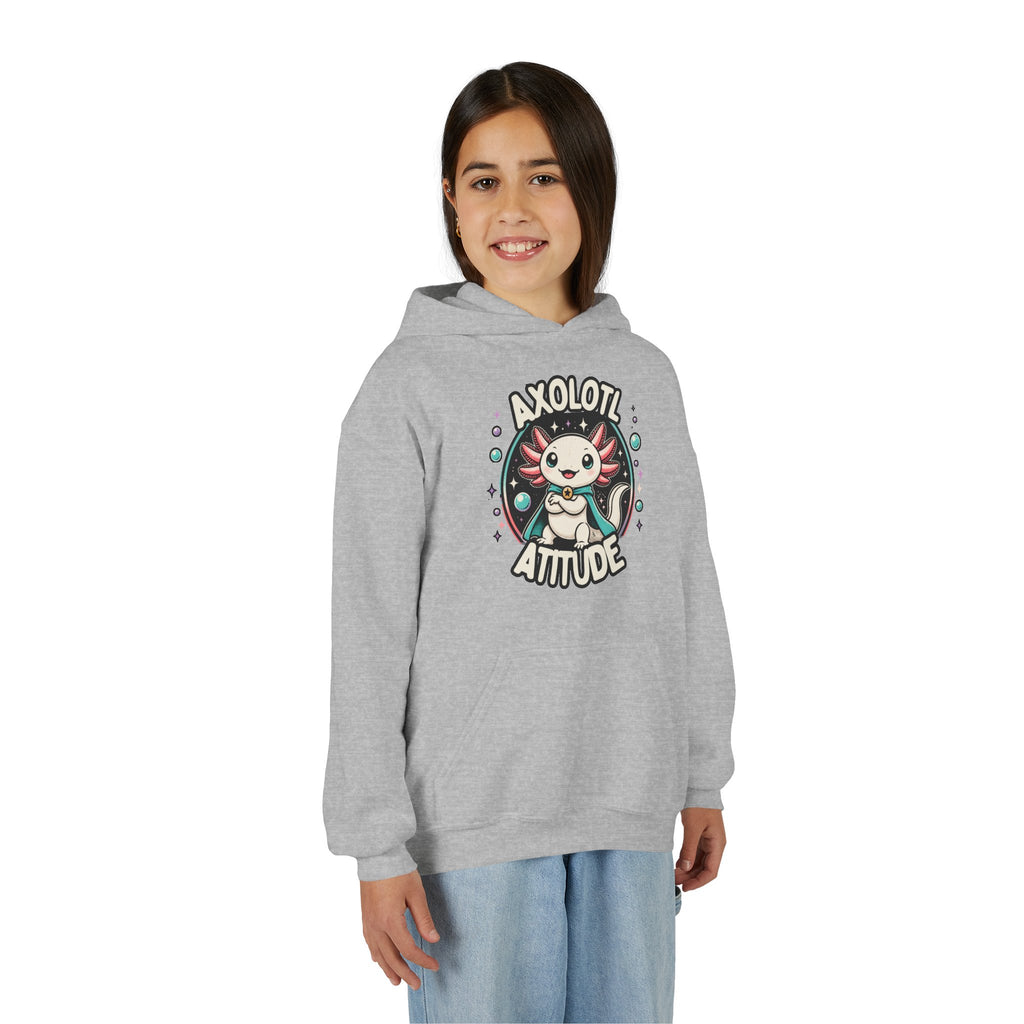 Axolotl Attitude Youth Hoodie — Cute Axolotl Kids Pullover
