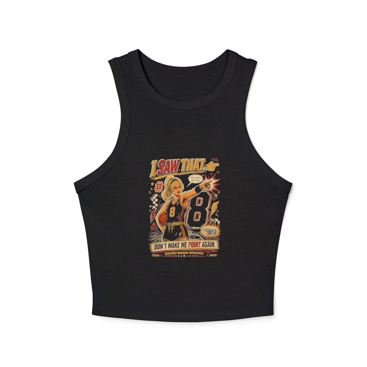 Retro Cheerleader 'I Saw That' Racer Crop Tank Top