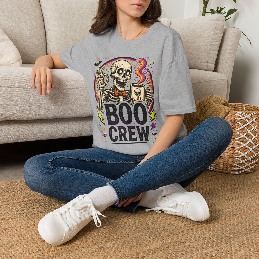 Boo Crew Skeleton T-Shirt — Halloween Skull Coffee Tee