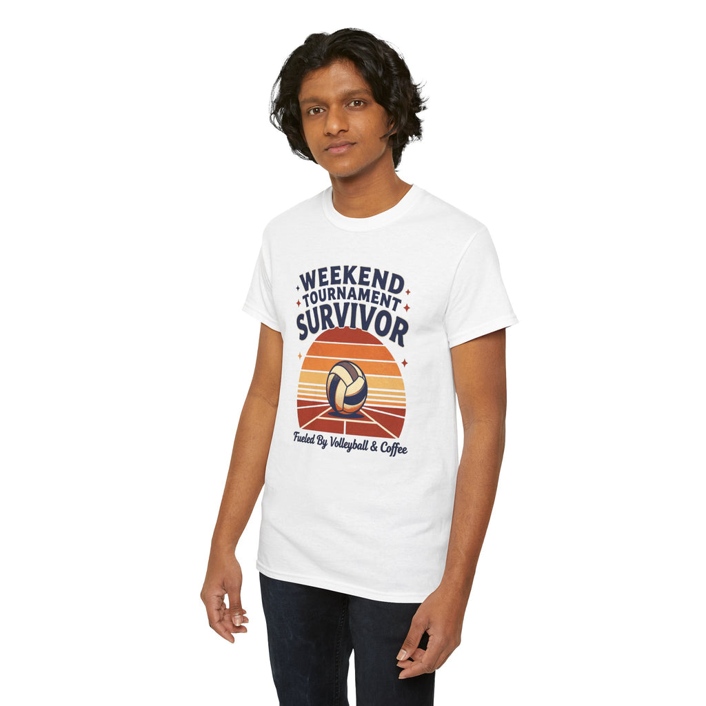 Weekend Tournament Survivor Volleyball Tee — Fueled by Volleyball & Coffee