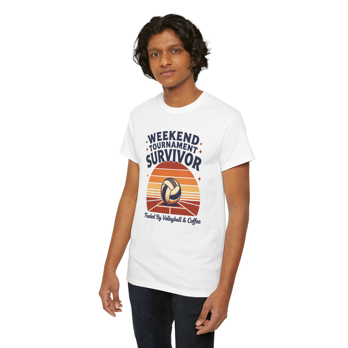 Weekend Tournament Survivor Volleyball Tee — Fueled by Volleyball & Coffee