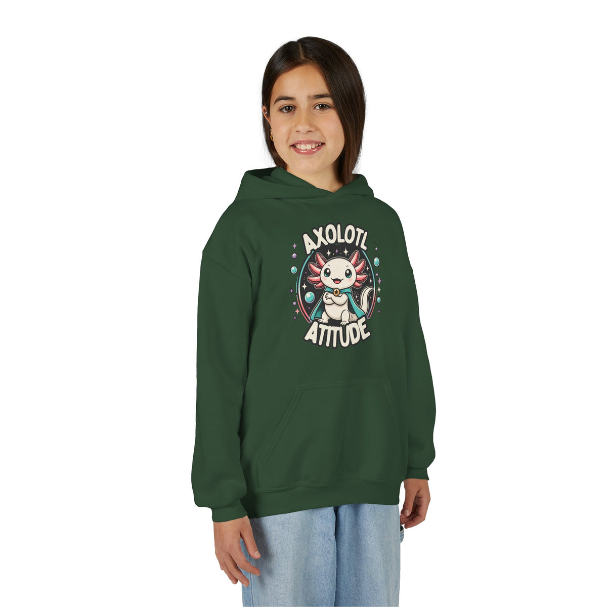 Axolotl Attitude Youth Hoodie — Cute Axolotl Kids Pullover