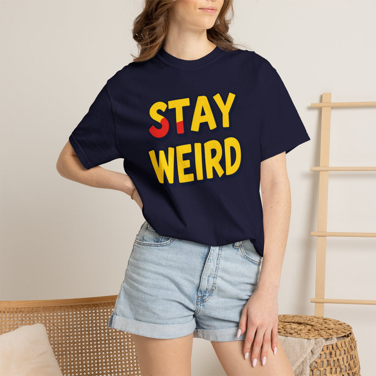 Stay Weird Graphic T-Shirt — Retro Bold Text Tee