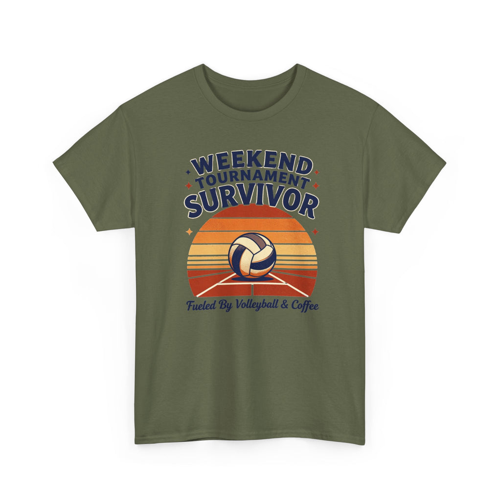 Weekend Tournament Survivor Volleyball Tee — Fueled by Volleyball & Coffee