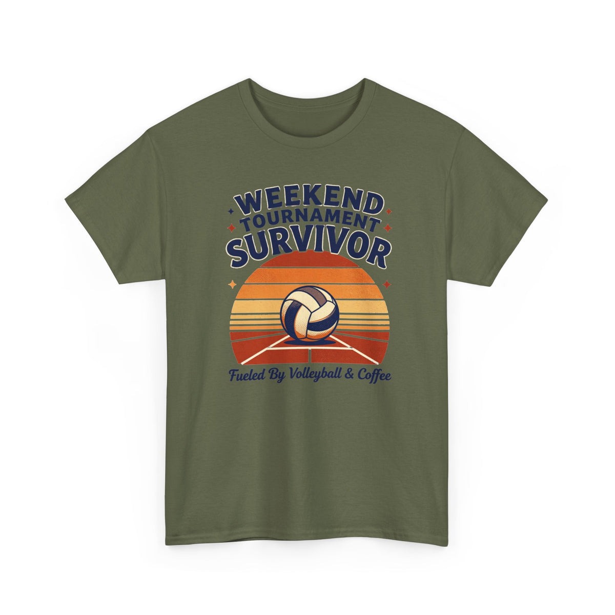 Weekend Tournament Survivor Volleyball Tee — Fueled by Volleyball & Coffee