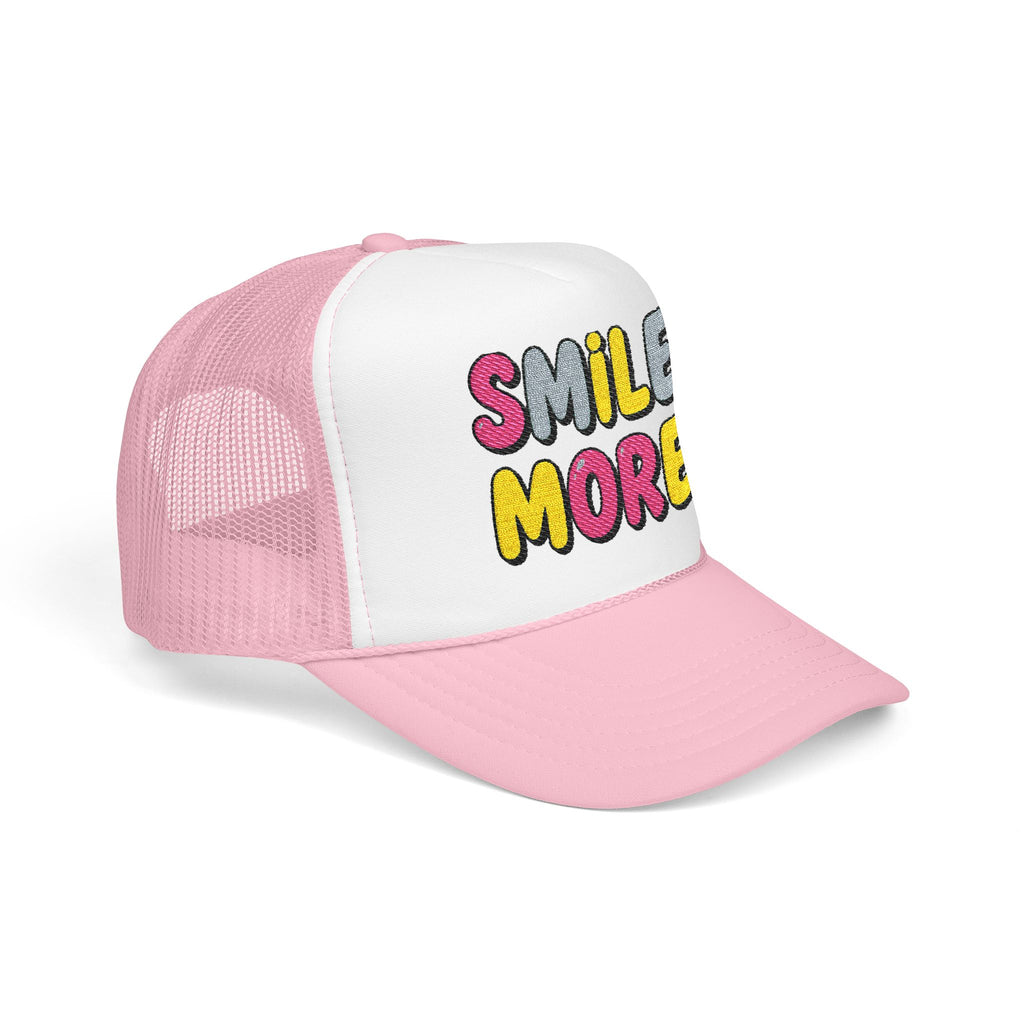 Smile More Foam Trucker Hat — Colorful Cheerful Graphic Cap