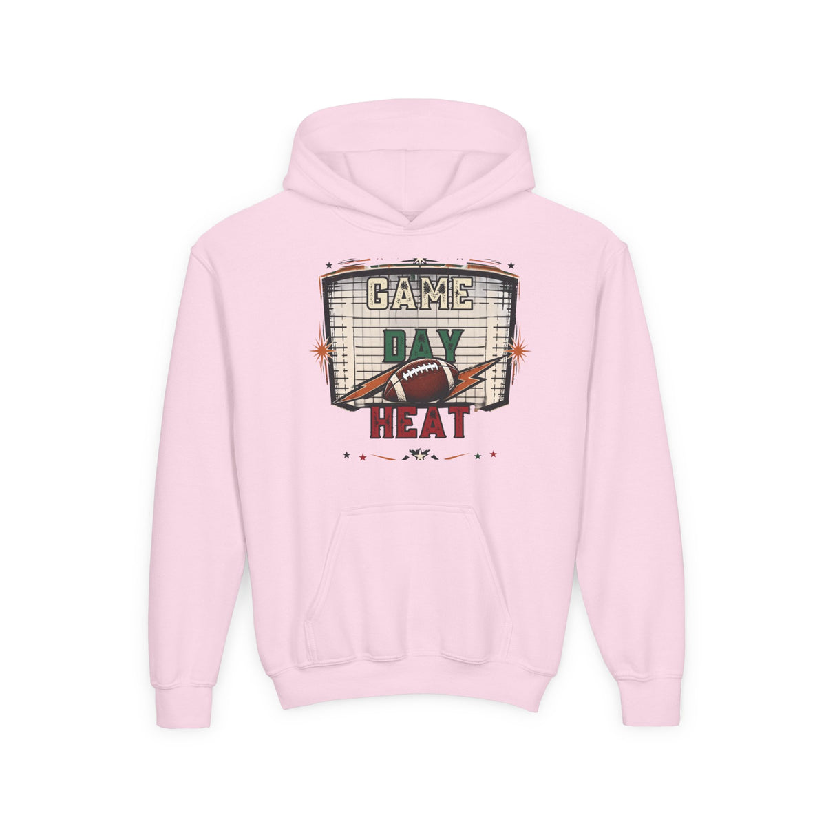 Youth Hoodie - "Game Day Heat" Football Personalized Back Name & Number