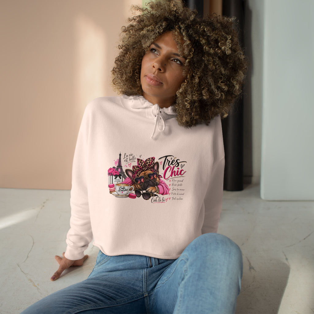 Chic Pug Crop Hoodie — "Très Chic" Fashion Dog Graphic