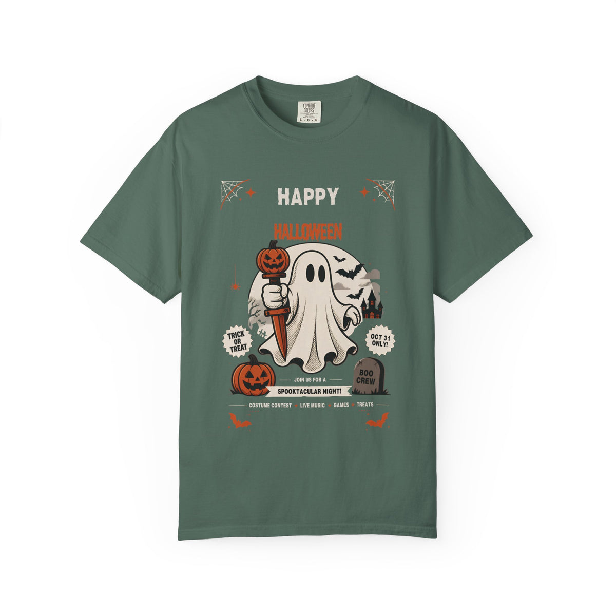 Halloween Ghost T-Shirt — Happy Halloween Cute Pumpkin & Tombstone Design