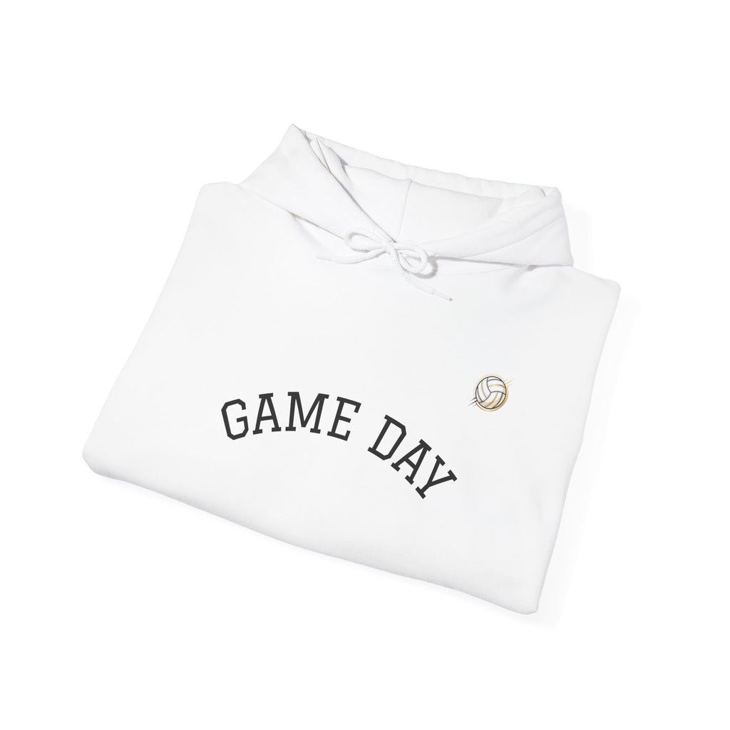 Volleyball Mom Hoodie - "Game Day" Pullover with Leopard & Volleyball Graphic, Custom Last Name Sleeve