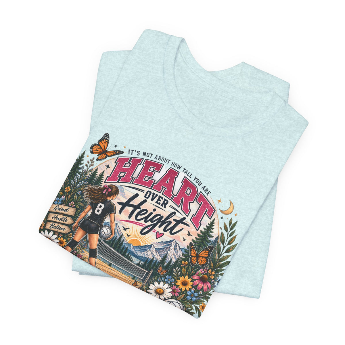 Heart Over Height Soccer T‑Shirt — Inspirational Women’s Soccer Tee
