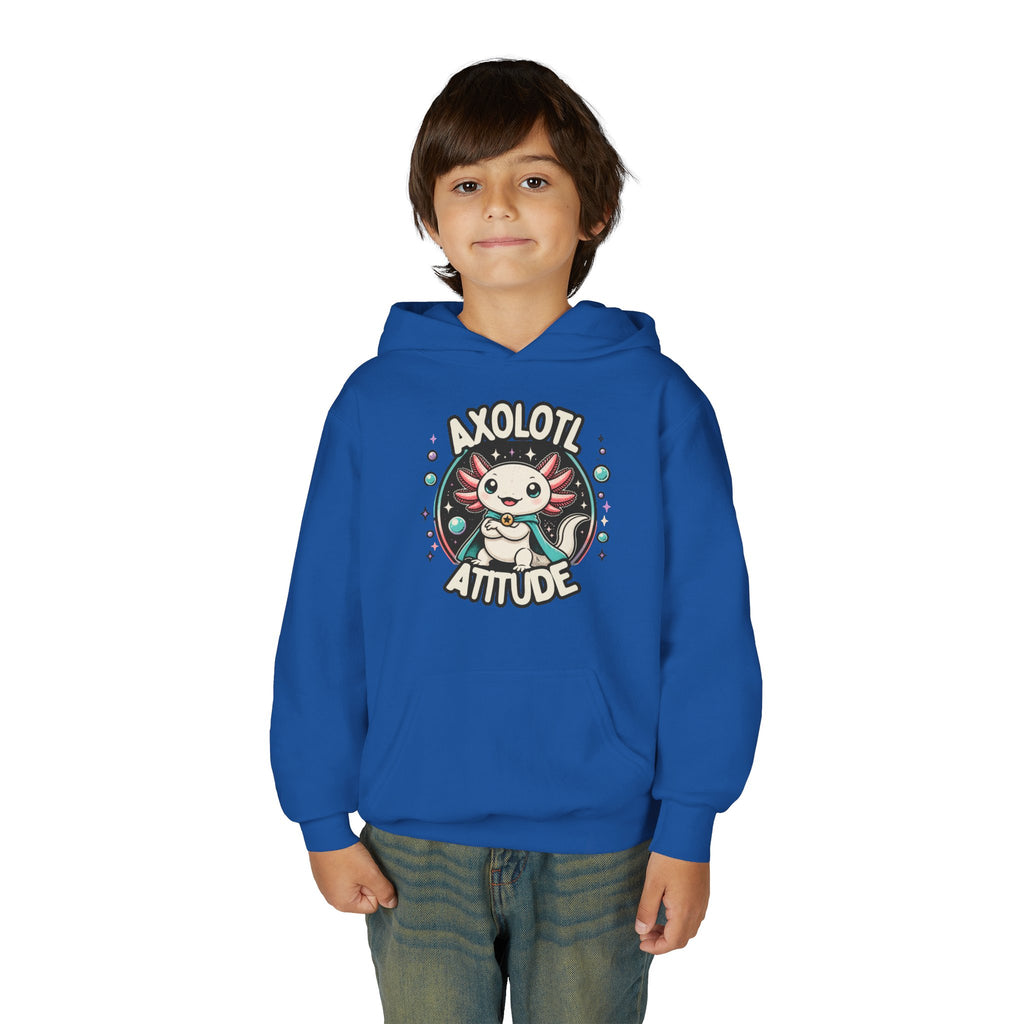 Axolotl Attitude Youth Hoodie — Cute Axolotl Kids Pullover