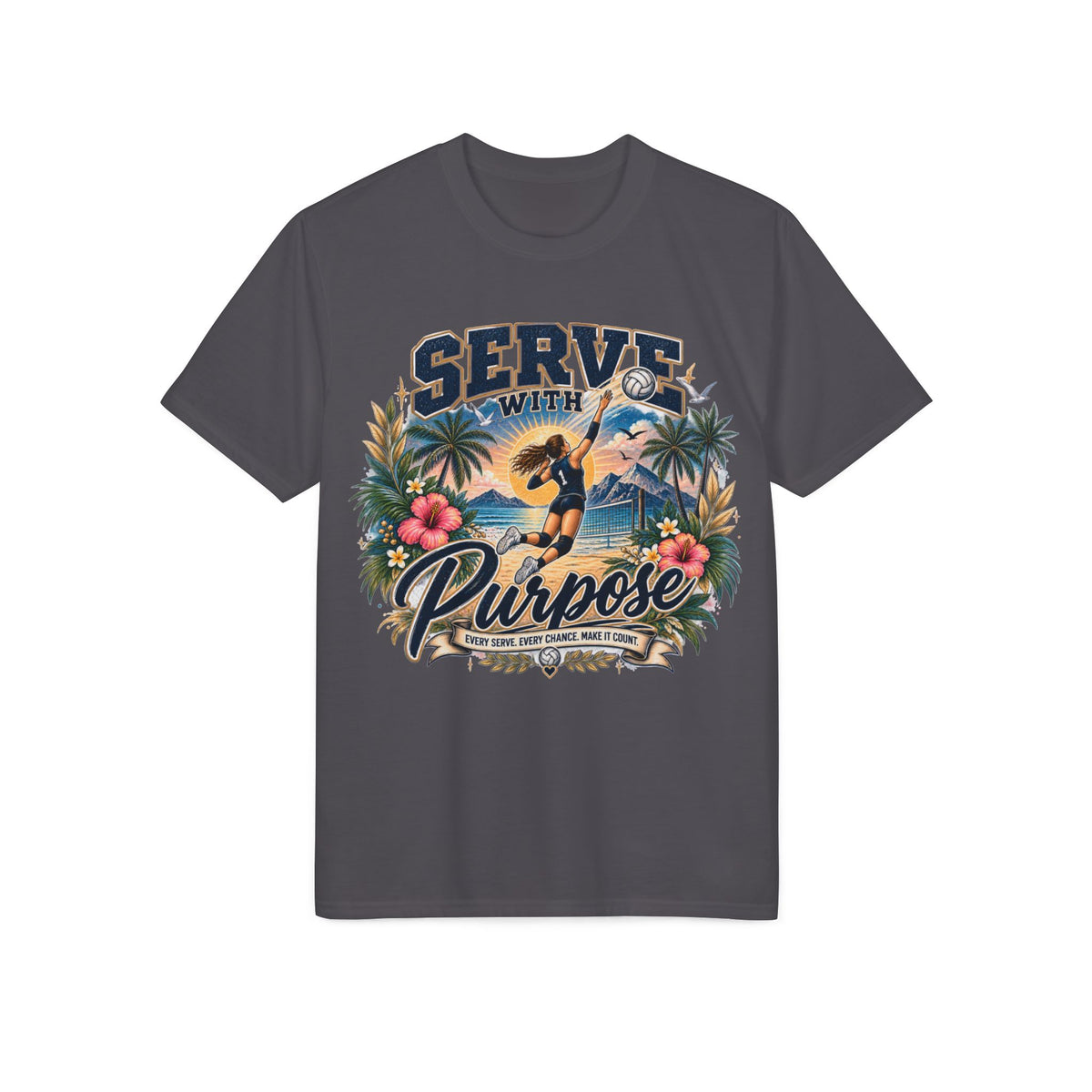 Serve With Purpose Volleyball T-Shirt — Inspirational Beach Vibes Athletic Tee