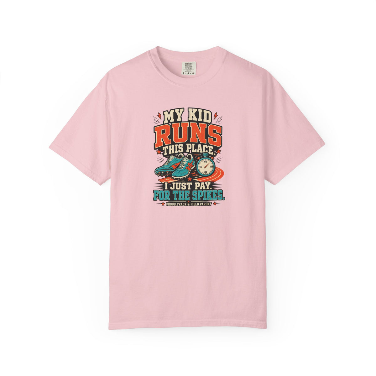 My Kid Runs This Place T-Shirt — Funny Parent Cross Country Mom Dad Tee