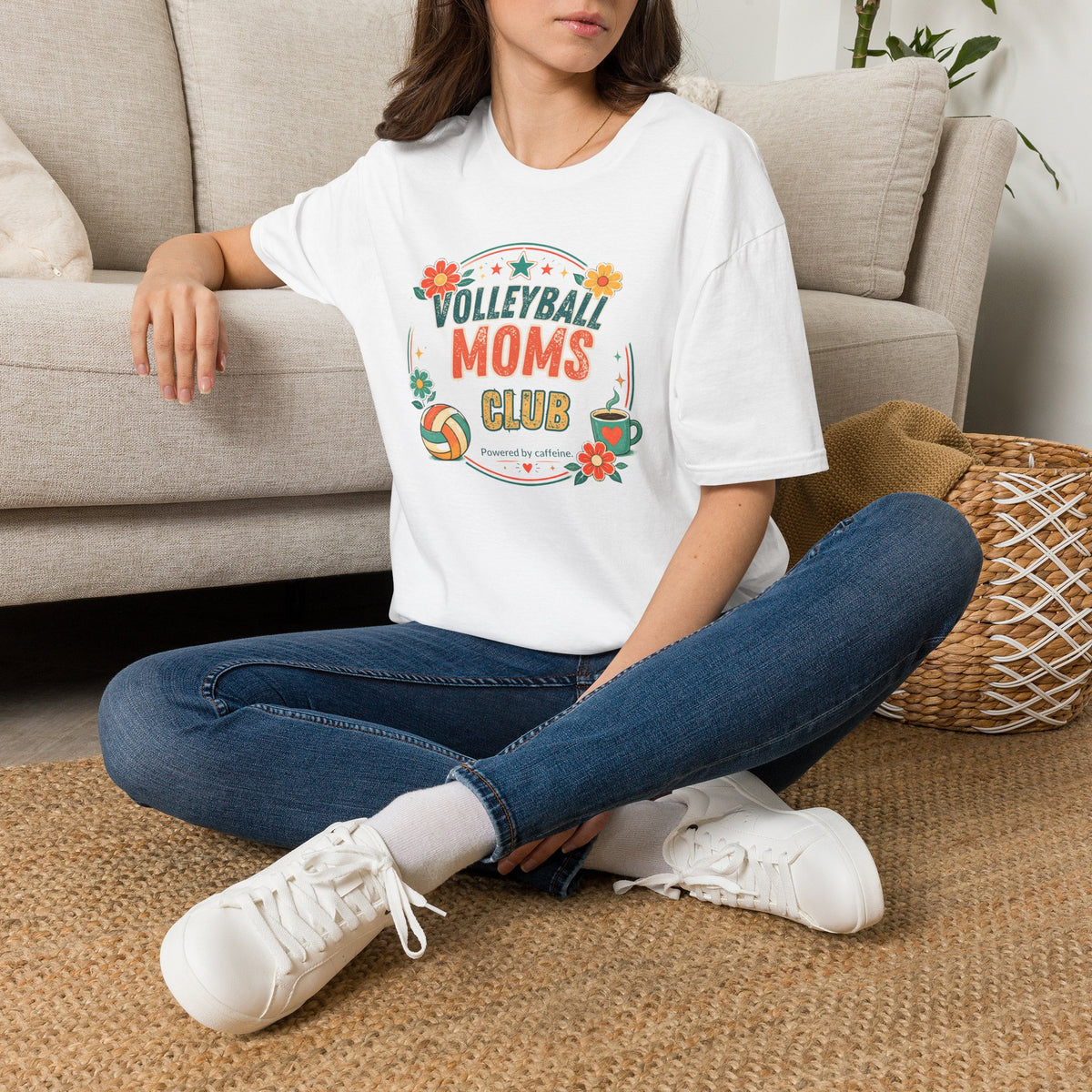 Volleyball Mom T-Shirt — Retro Sun & Net Graphic Tee