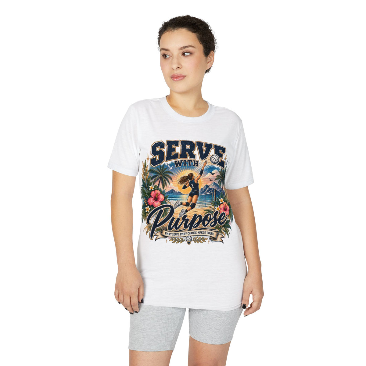 Serve With Purpose Volleyball T-Shirt — Inspirational Beach Vibes Athletic Tee