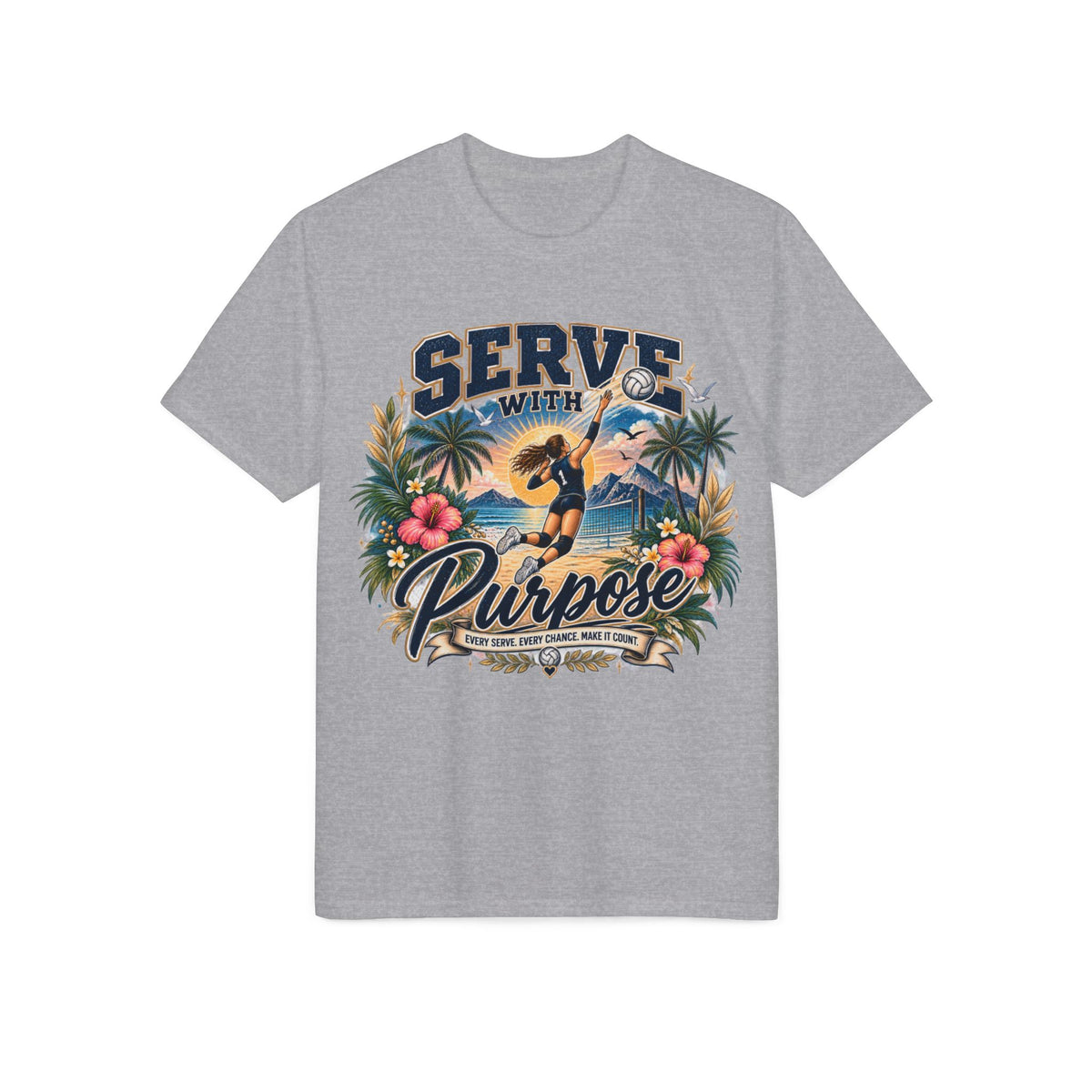 Serve With Purpose Volleyball T-Shirt — Inspirational Beach Vibes Athletic Tee