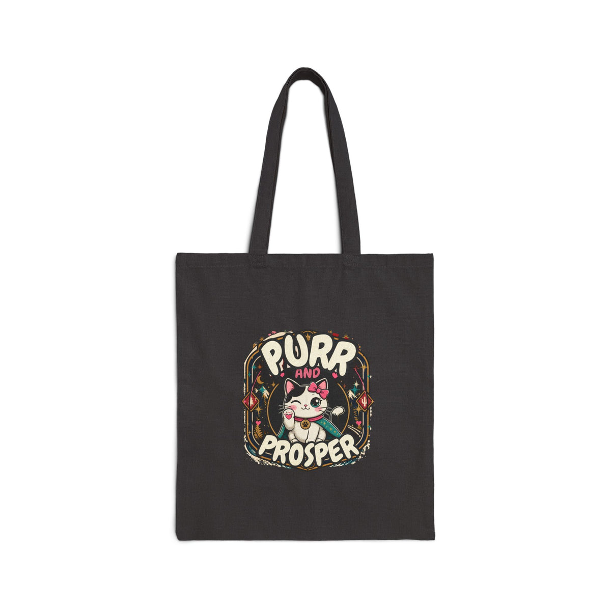 Purr and Prosper Cat Canvas Tote