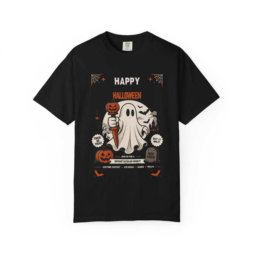 Halloween Ghost T-Shirt — Happy Halloween Cute Pumpkin & Tombstone Design