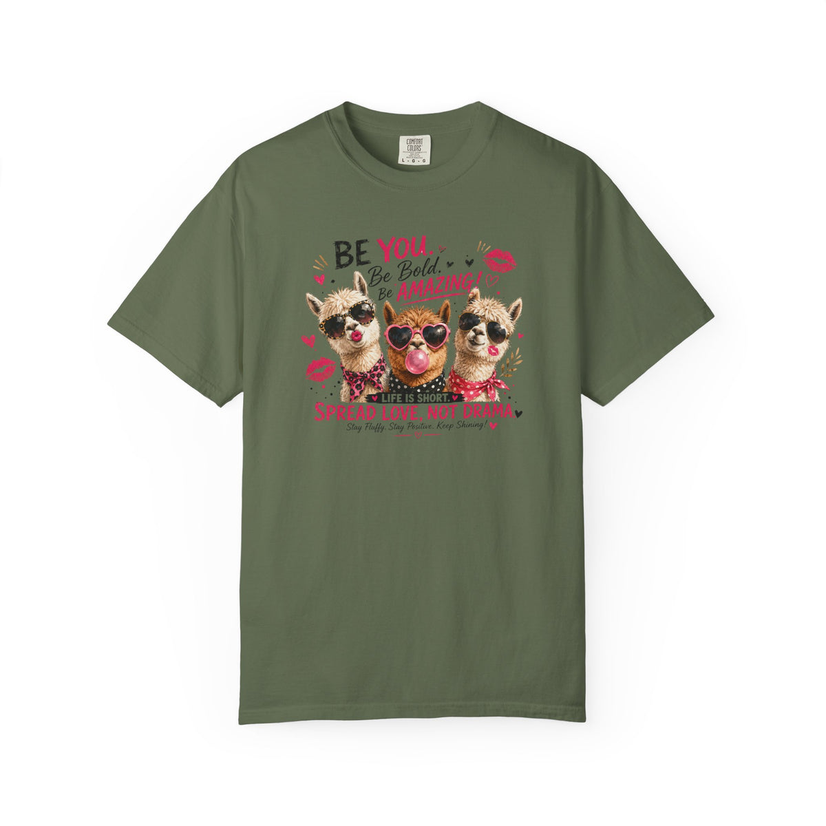 T-Shirt — 'Be You. Be Bold. Be Amazing.' Cute Sunglasses Dogs Tee, Spread Love Not Drama