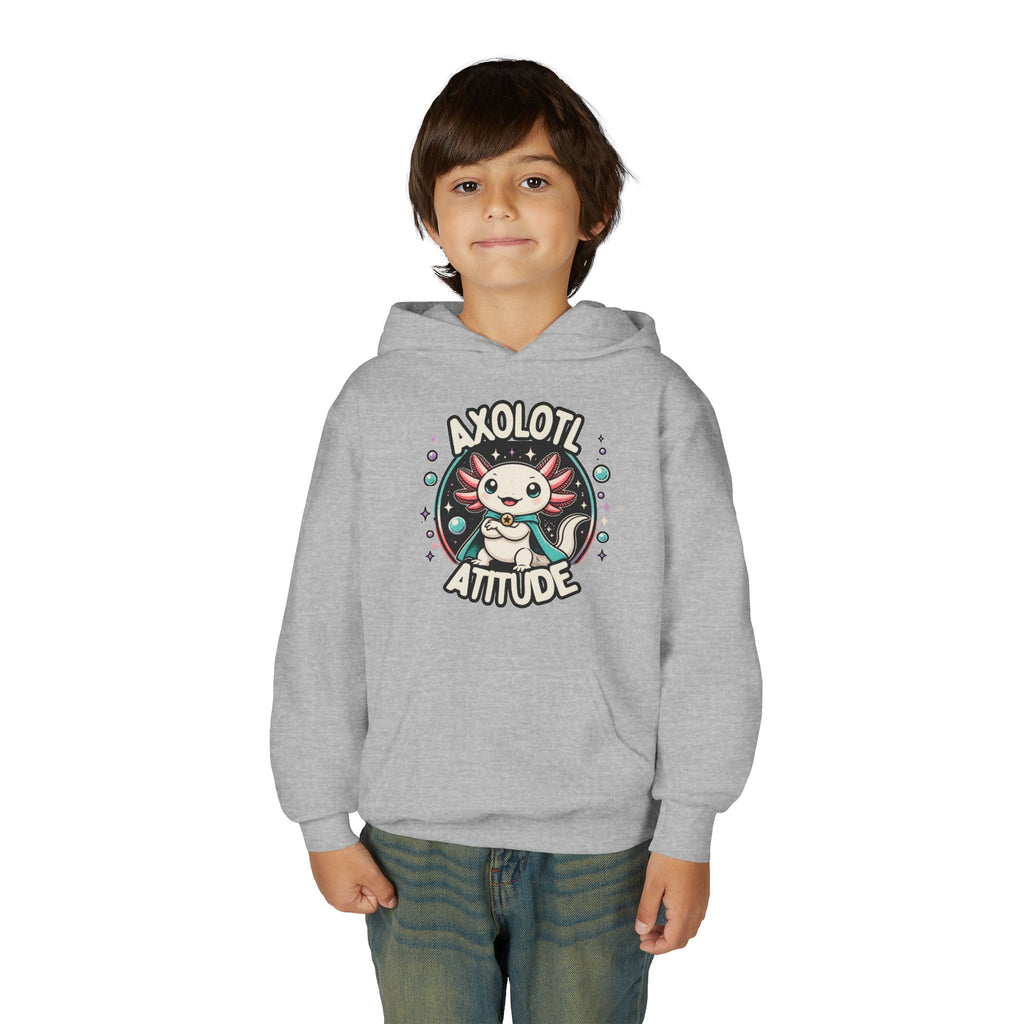 Axolotl Attitude Youth Hoodie — Cute Axolotl Kids Pullover