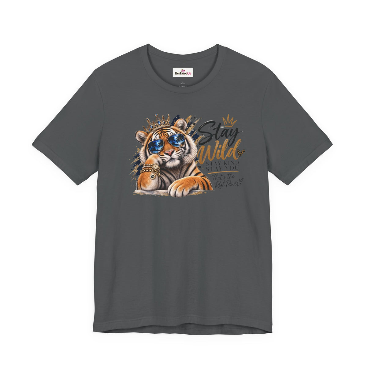 Tiger 'Stay Wild' Graphic Tee — Cute Crowned Tiger Illustration
