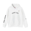 Volleyball Mom Hoodie - "Game Day" Pullover with Leopard & Volleyball Graphic, Custom Last Name Sleeve